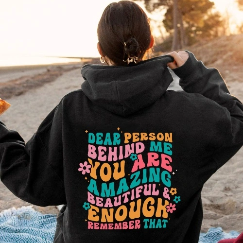 Women's Oversized Hoodie With Text On The Back Of Winter