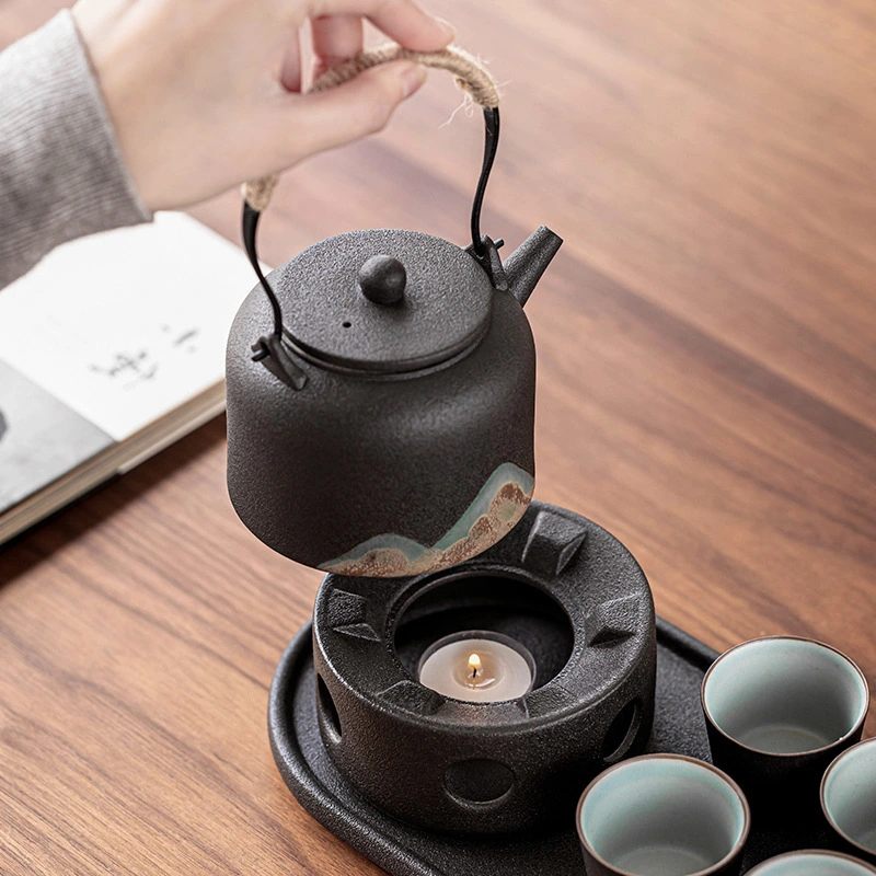 Black Porcelain Loop-handled Teapot Tea Warmer