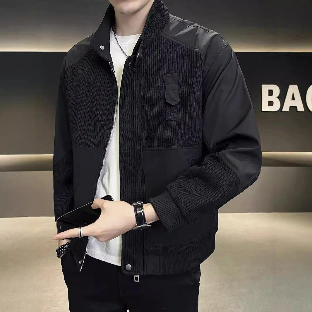 Knitted Splicing Coat Men's Spring And Autumn