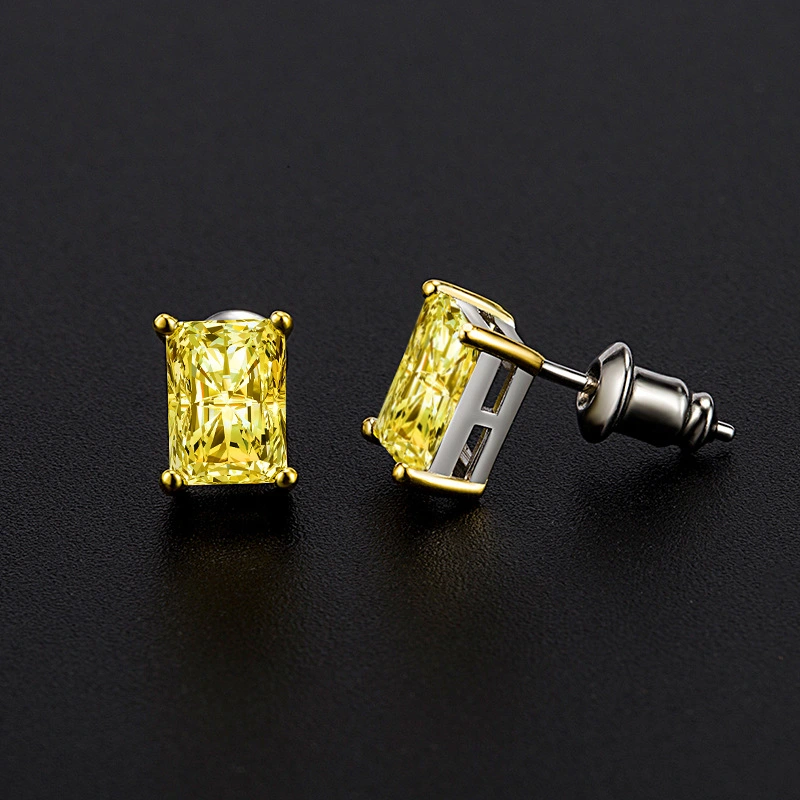 Women's Silver Needle Square Popular Earrings