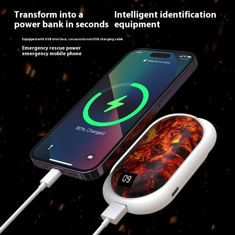 Charcoal Fire Hand Warmer Digital Display Charging Heating Pad