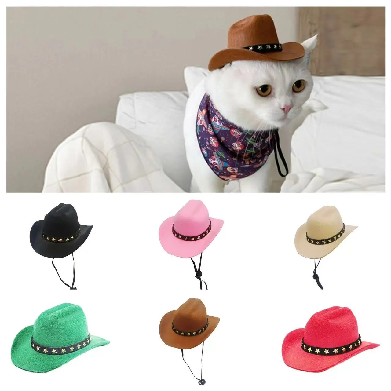 Fashion Cat Five-pointed Star Pet Cowboy Hat