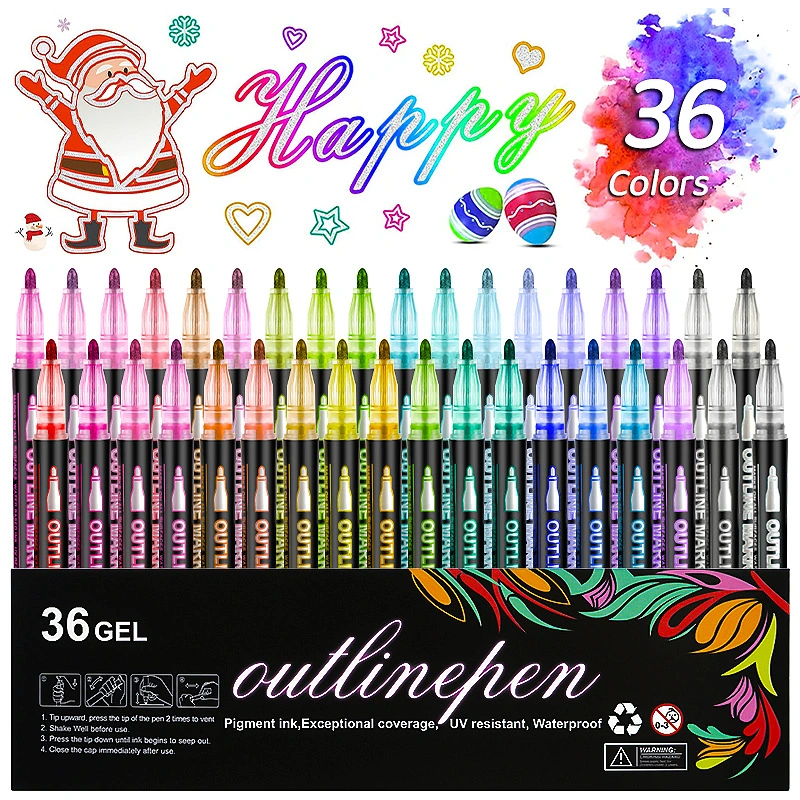 Double Line Outline Pen 24 Color Suit Dream Color Mark Fluorescent Marker