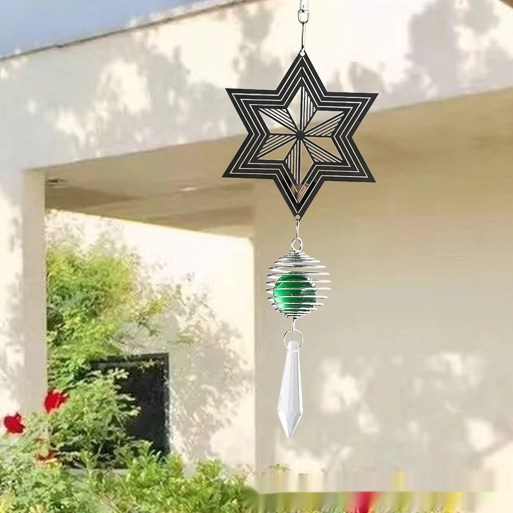 Snowflake Six-pointed Star 3d Rotating Wind Chime Prism Pendant