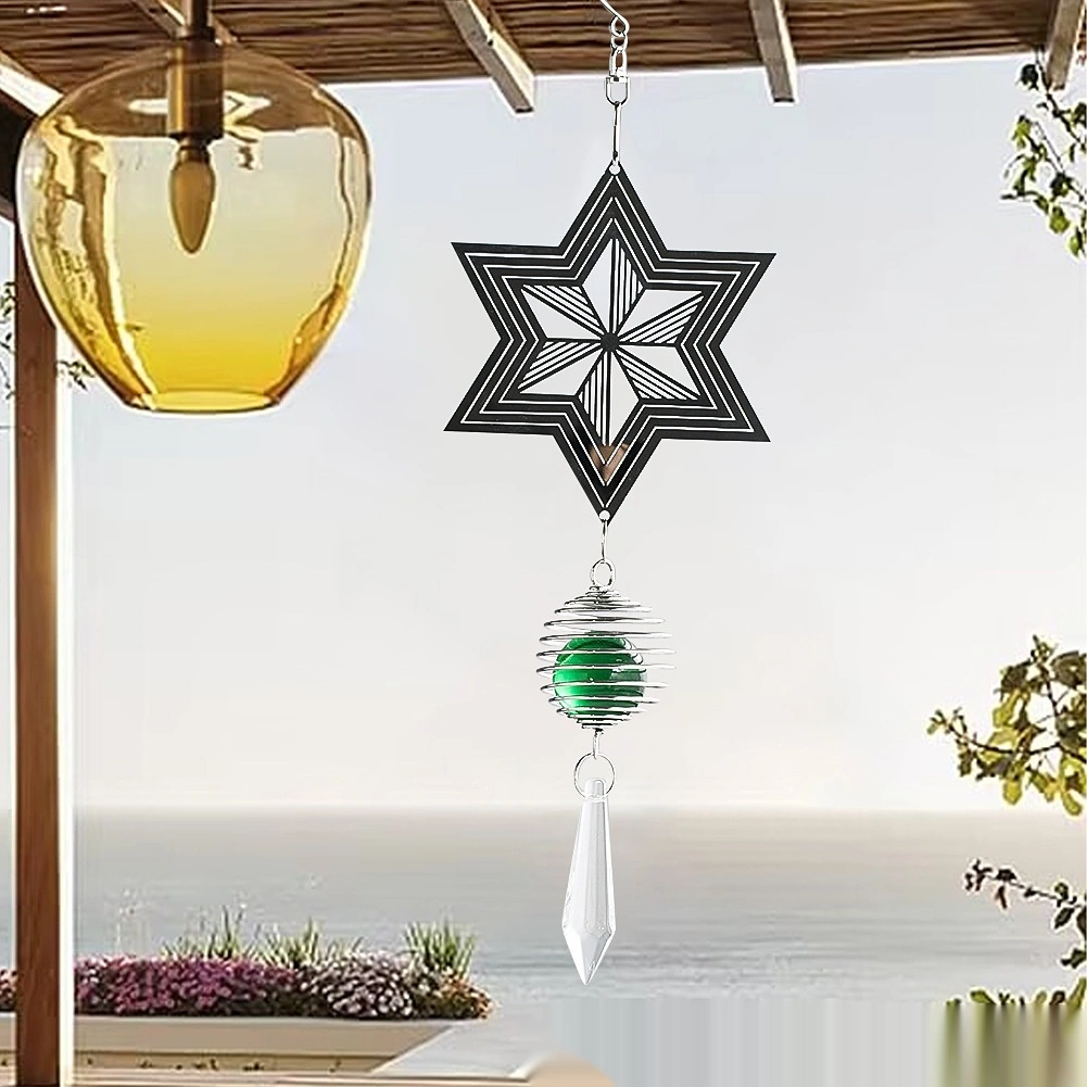 Snowflake Six-pointed Star 3d Rotating Wind Chime Prism Pendant