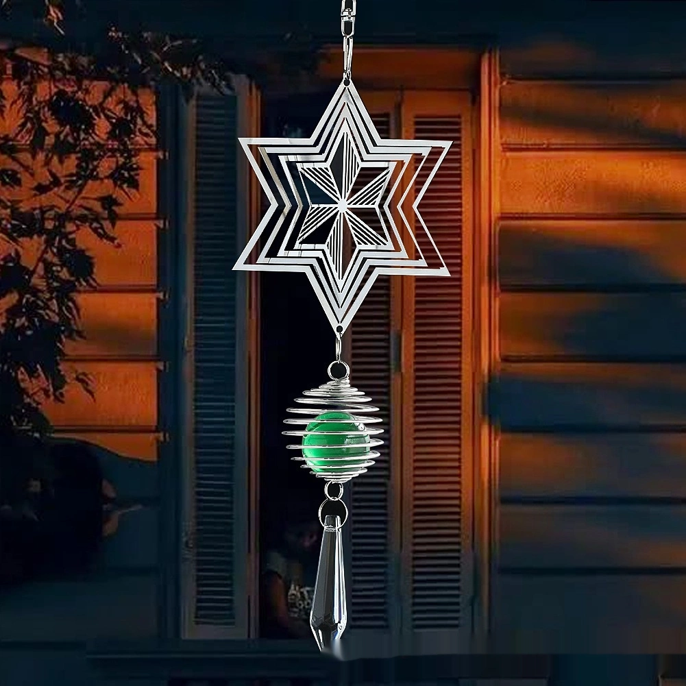 Snowflake Six-pointed Star 3d Rotating Wind Chime Prism Pendant