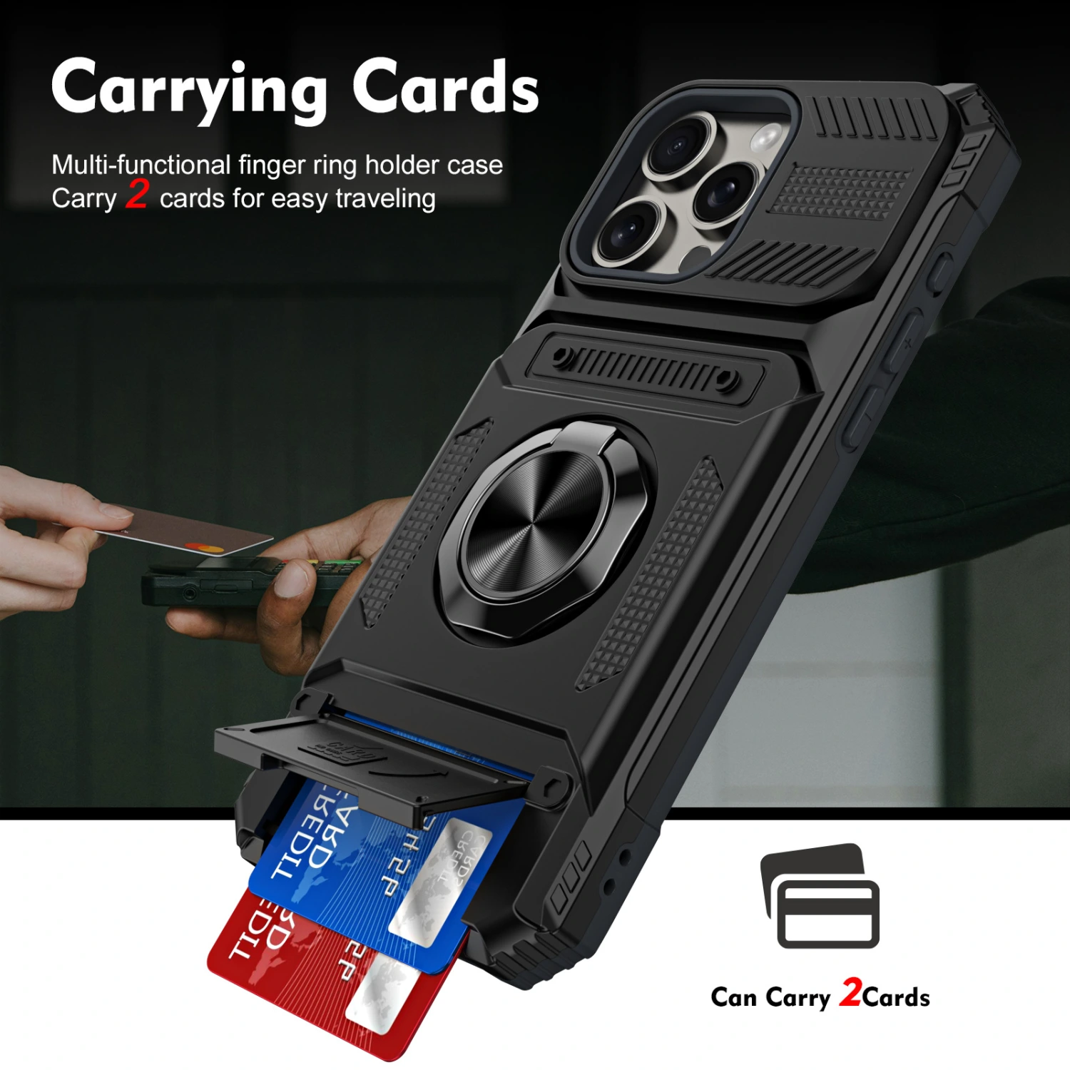 Phone Case Hidden Card Drop-resistant Protective Cover