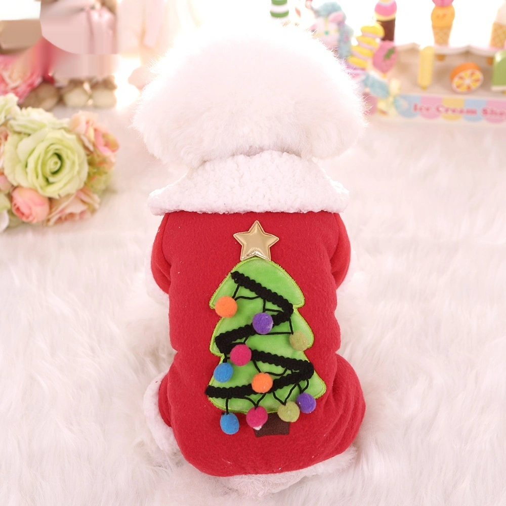 Pet Cat Dog Autumn And Winter Christmas Fleece-lined Thickened Cotton-padded Coat