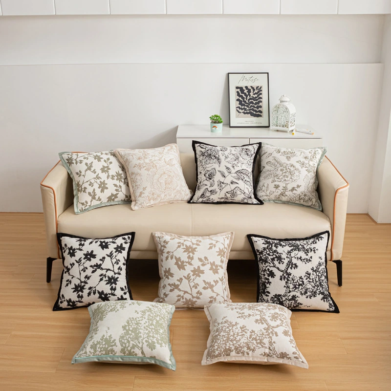 Cream Style Pillow Chenille Flower Sofa Cushion Cover Simple European