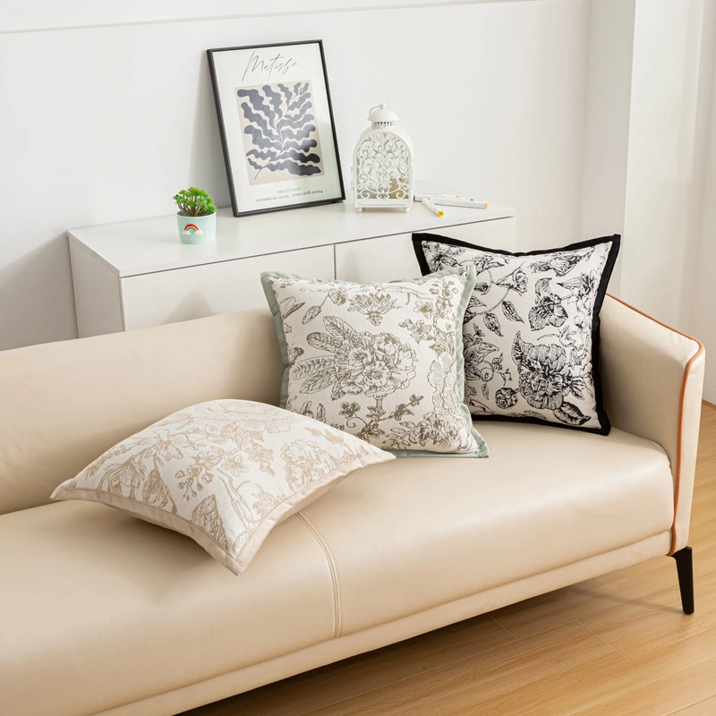 Cream Style Pillow Chenille Flower Sofa Cushion Cover Simple European