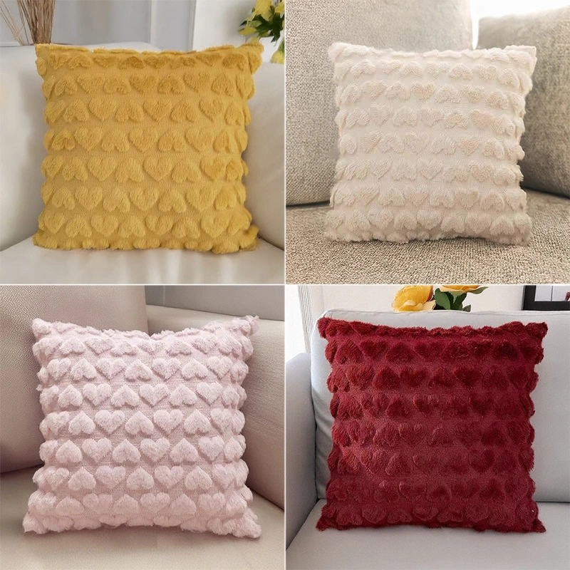 Modern Minimalist Love Solid Color Plush Office Living Room Sofa Pillow Cases