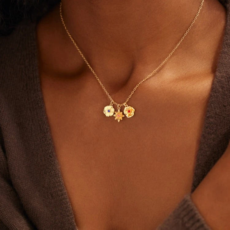 Women's Birth Flower Necklace Decoration