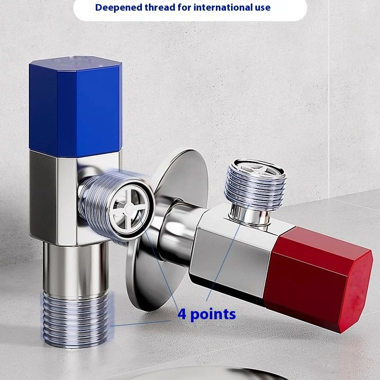 4 Points Water Stop Valve Water Heater Copper Triangle Bathroom Kitchen Hot And Cold Household Eight-word Switch