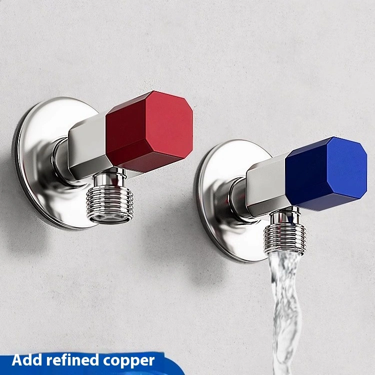 4 Points Water Stop Valve Water Heater Copper Triangle Bathroom Kitchen Hot And Cold Household Eight-word Switch