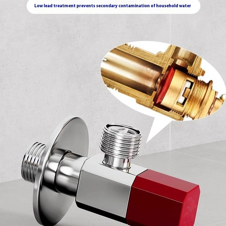 4 Points Water Stop Valve Water Heater Copper Triangle Bathroom Kitchen Hot And Cold Household Eight-word Switch
