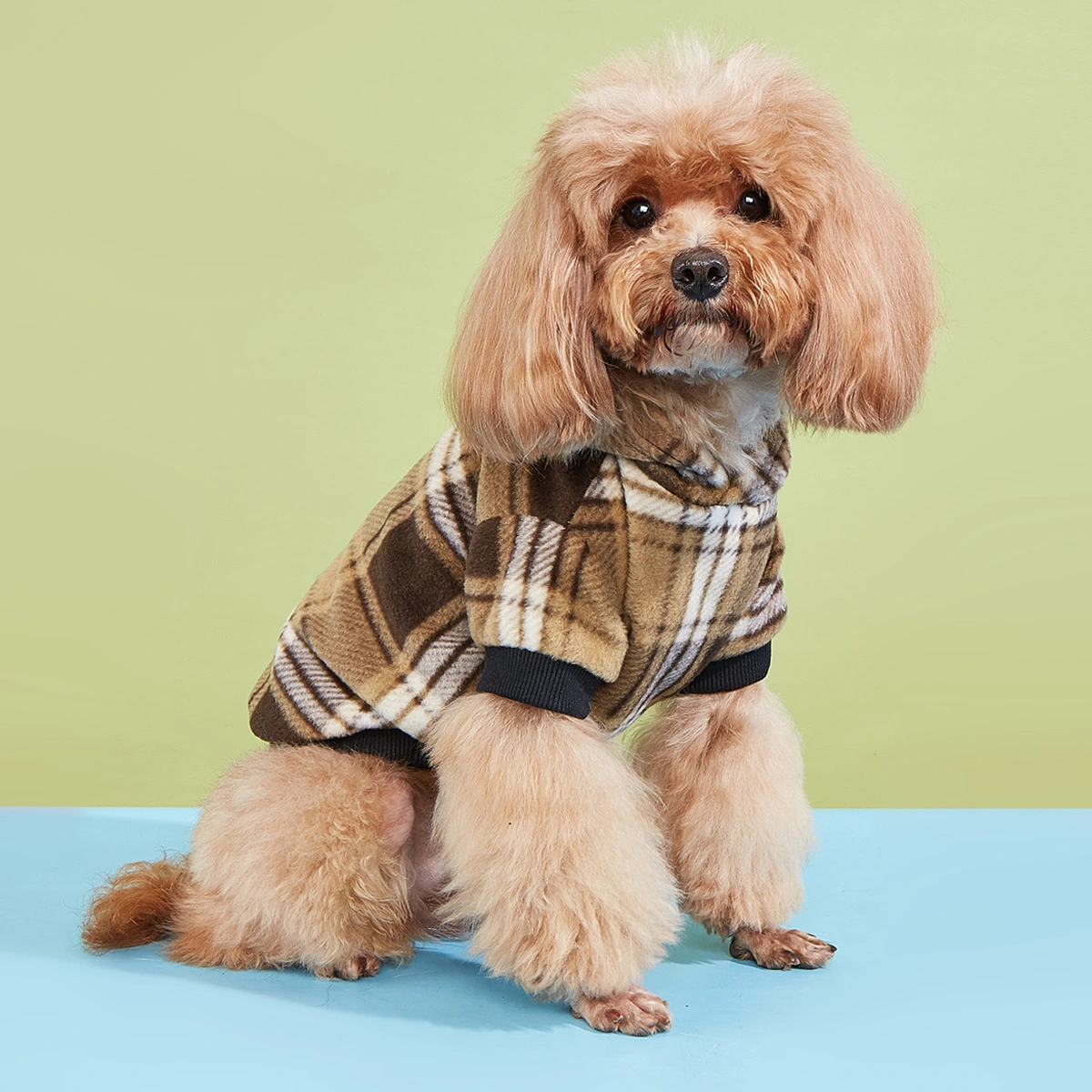Puppy Warm Anti-lint Clothes Plaid Hoodie Universal