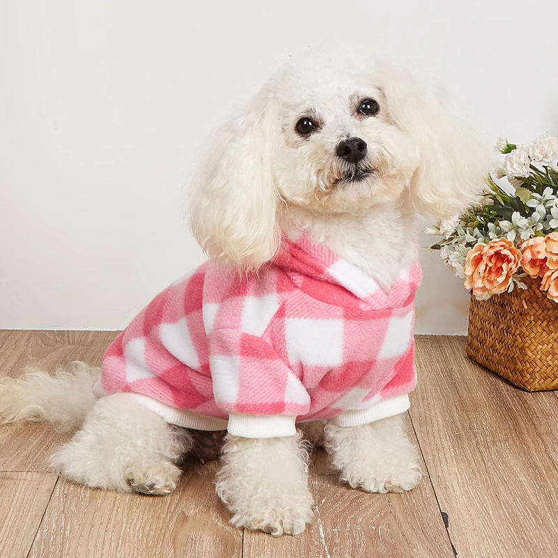Puppy Warm Anti-lint Clothes Plaid Hoodie Universal