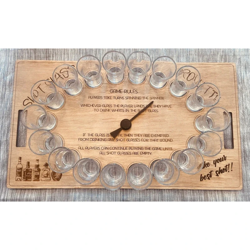 Wooden Wine Table Game Wine Glass Roulette Wheel