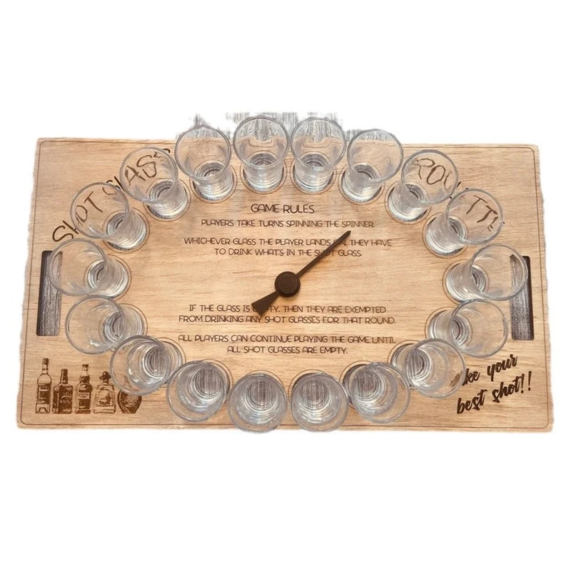 Wooden Wine Table Game Wine Glass Roulette Wheel