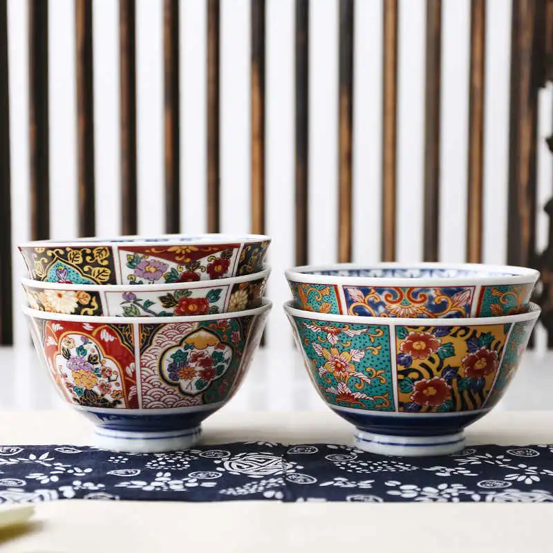 Retro Rice Bowl Ceramic Anti-scald Tall Bowl