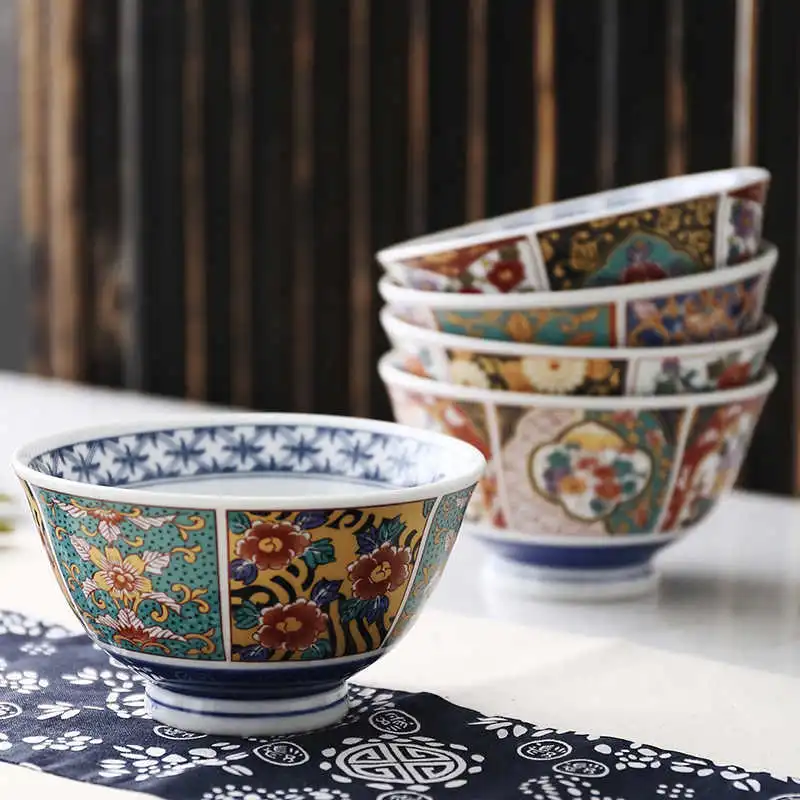 Retro Rice Bowl Ceramic Anti-scald Tall Bowl
