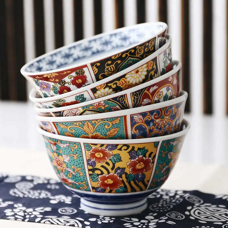 Retro Rice Bowl Ceramic Anti-scald Tall Bowl