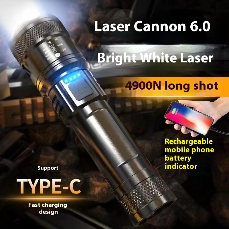 Power Torch Portable Rechargeable Super Bright Outdoor Telescopic Zoom Searchlight Long-range Spotlight Household LED Light