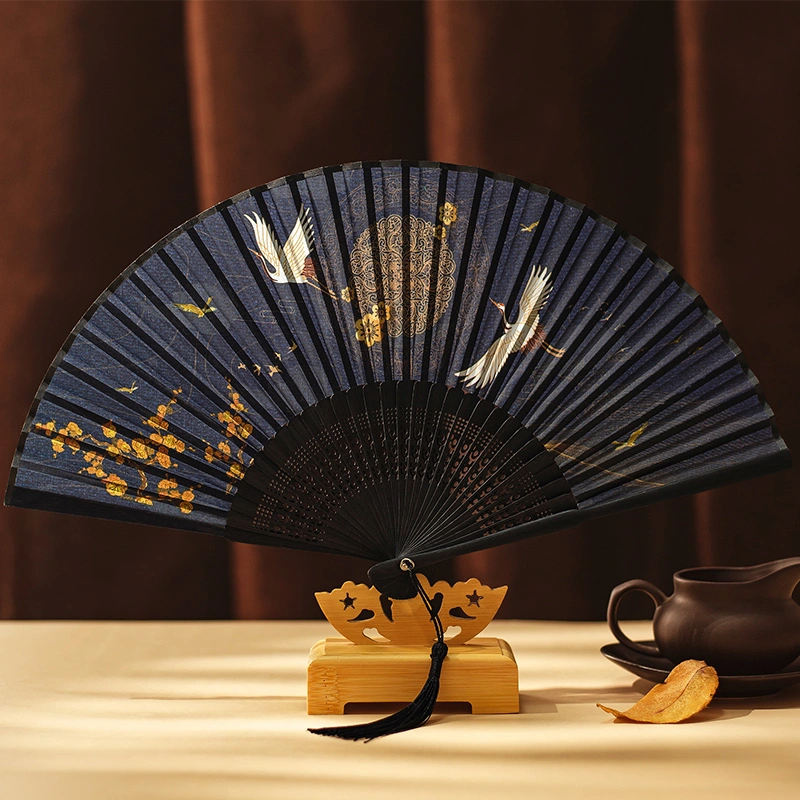 Folding Fan Chinese Ancient Style Women's A Little Retro Folding Classical Tassel Cloth Summer Dance