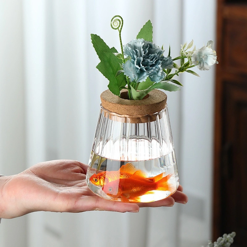 Transparent Glass Vase Flower Arrangement Water Cultivation Green Dill Plant Pots