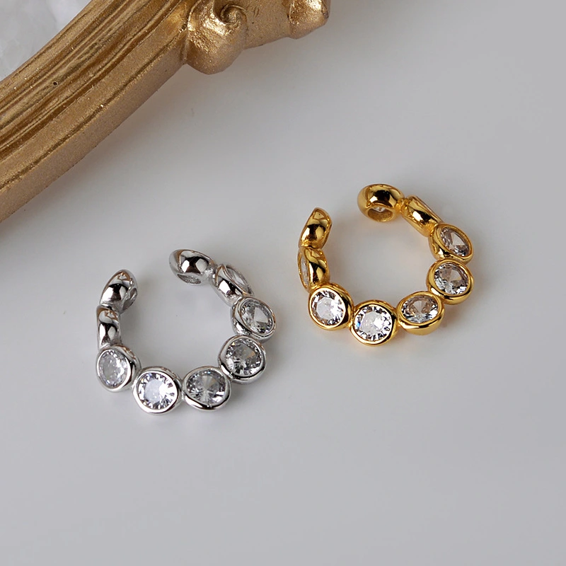 Women's Sterling Silver Round Diamond Ear Clip