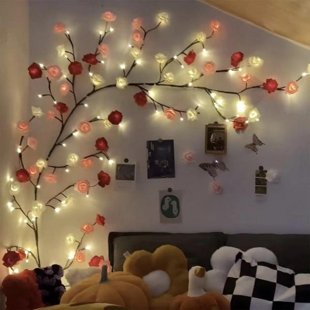 LED Rattan Lamp Christmas Indoor Wall Decoration Simulation Branch Light