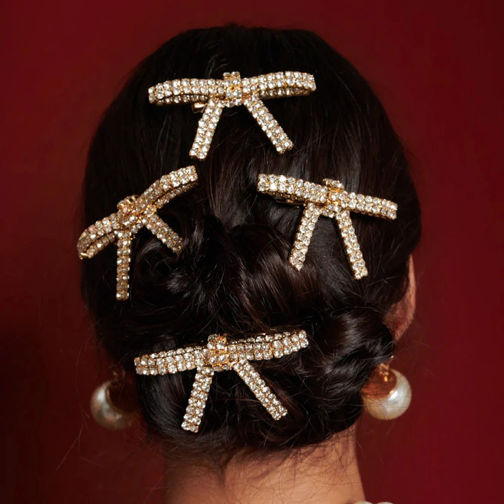 Super Fairy Bow Women's Rhinestone Barrettes