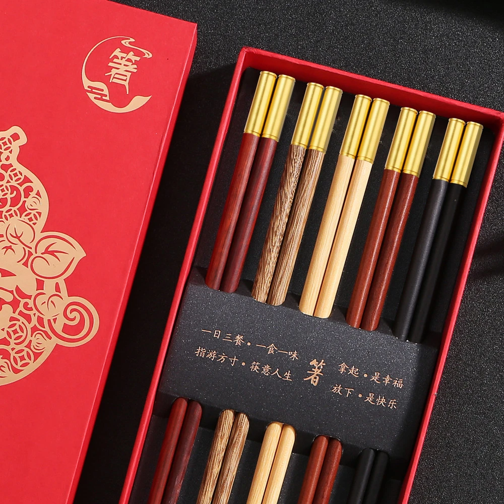 Metal Toe Cap Red Sandalwood Door Frame Chopsticks Household Tableware