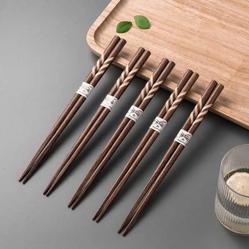Anti-mildew Non-slip Tip High-end Household Solid Wood Chopsticks