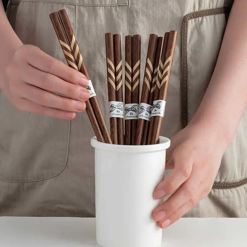 Anti-mildew Non-slip Tip High-end Household Solid Wood Chopsticks