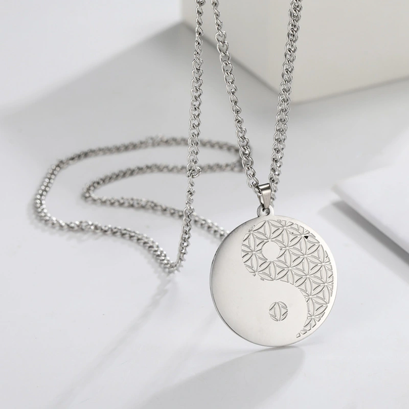 Eight Diagrams Round Stainless Steel Necklace