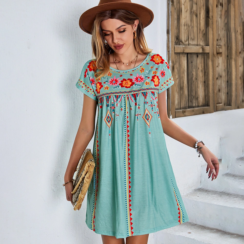 Casual Holiday Dress Loose Short Female Lady