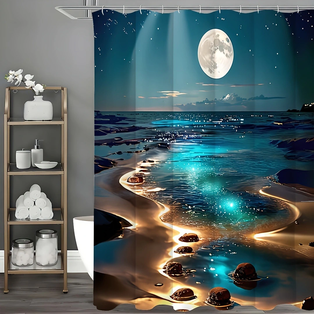 Creative Shower Curtain Waterproof Mildew-proof Shading Punch-free Hook Wet And Dry Isolation