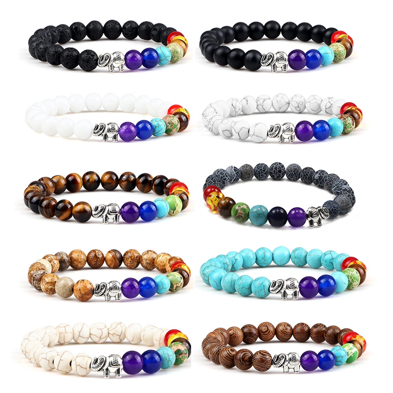 Colorful Rainbow Elephant Beads Bracelet