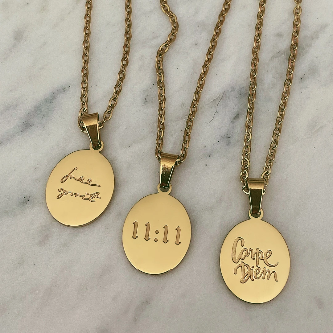 Titanium Steel Oval Letter Necklace For Women