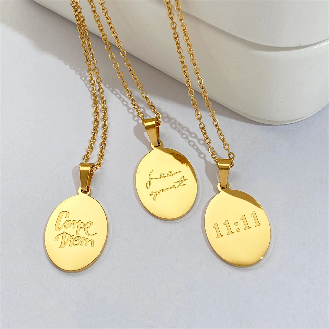 Titanium Steel Oval Letter Necklace For Women