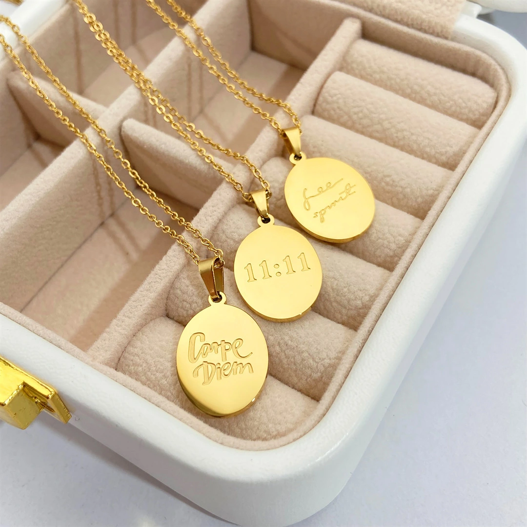 Titanium Steel Oval Letter Necklace For Women