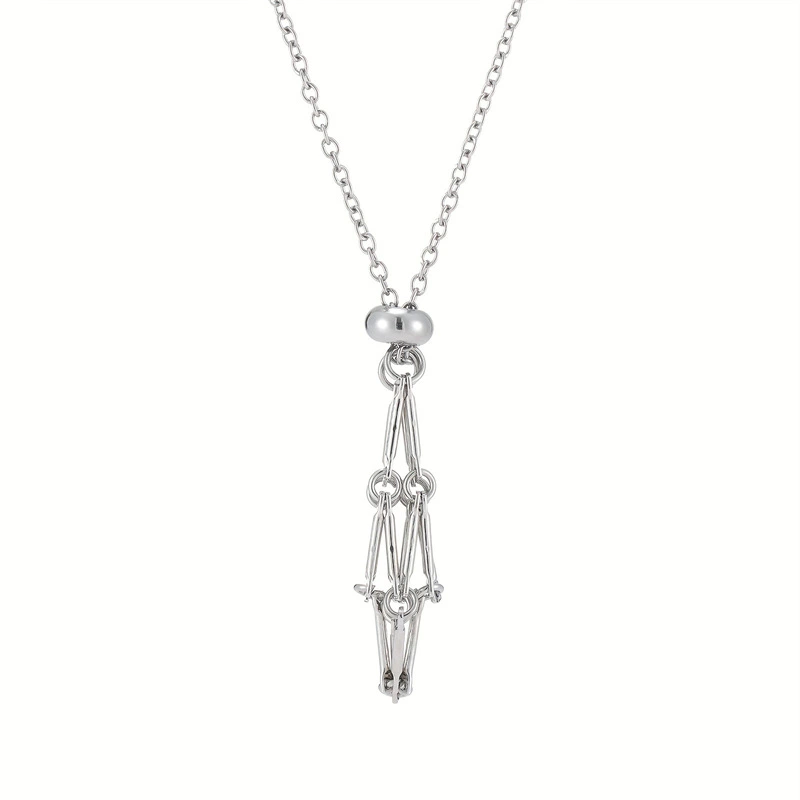 Natural Crystal Stone Mesh Stainless Steel Metal Necklace Bamboo Woven