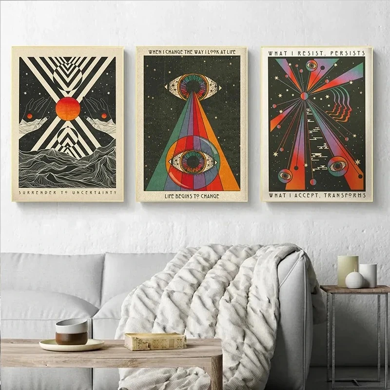 Psychedelic Bohemian Retro Abstract Canvas Painting