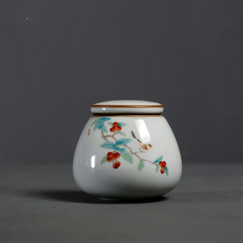 Ru Ware Tea Jar Gracked Glaze Dense Cans Portable Ceramics Storage Tank