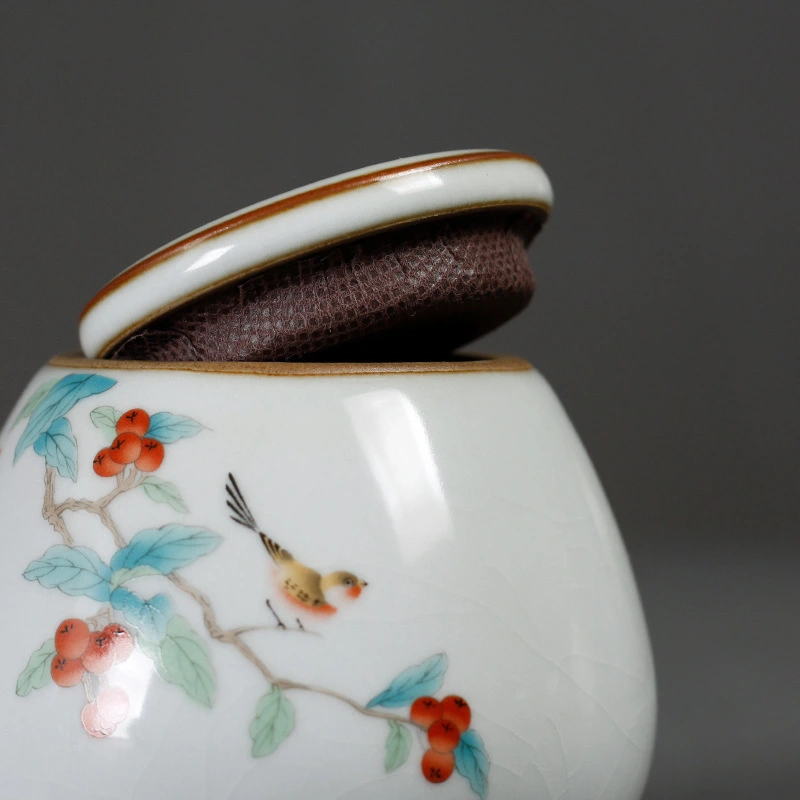 Ru Ware Tea Jar Gracked Glaze Dense Cans Portable Ceramics Storage Tank