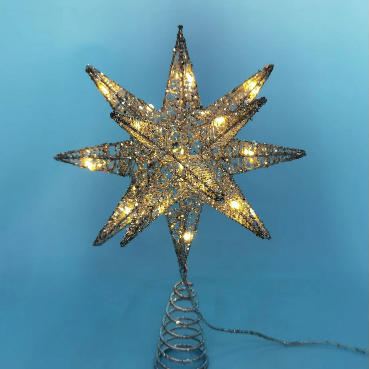Christmas Tree Decorations LED Dusting Powder Wrought Iron Explosion Star Tree-top Star