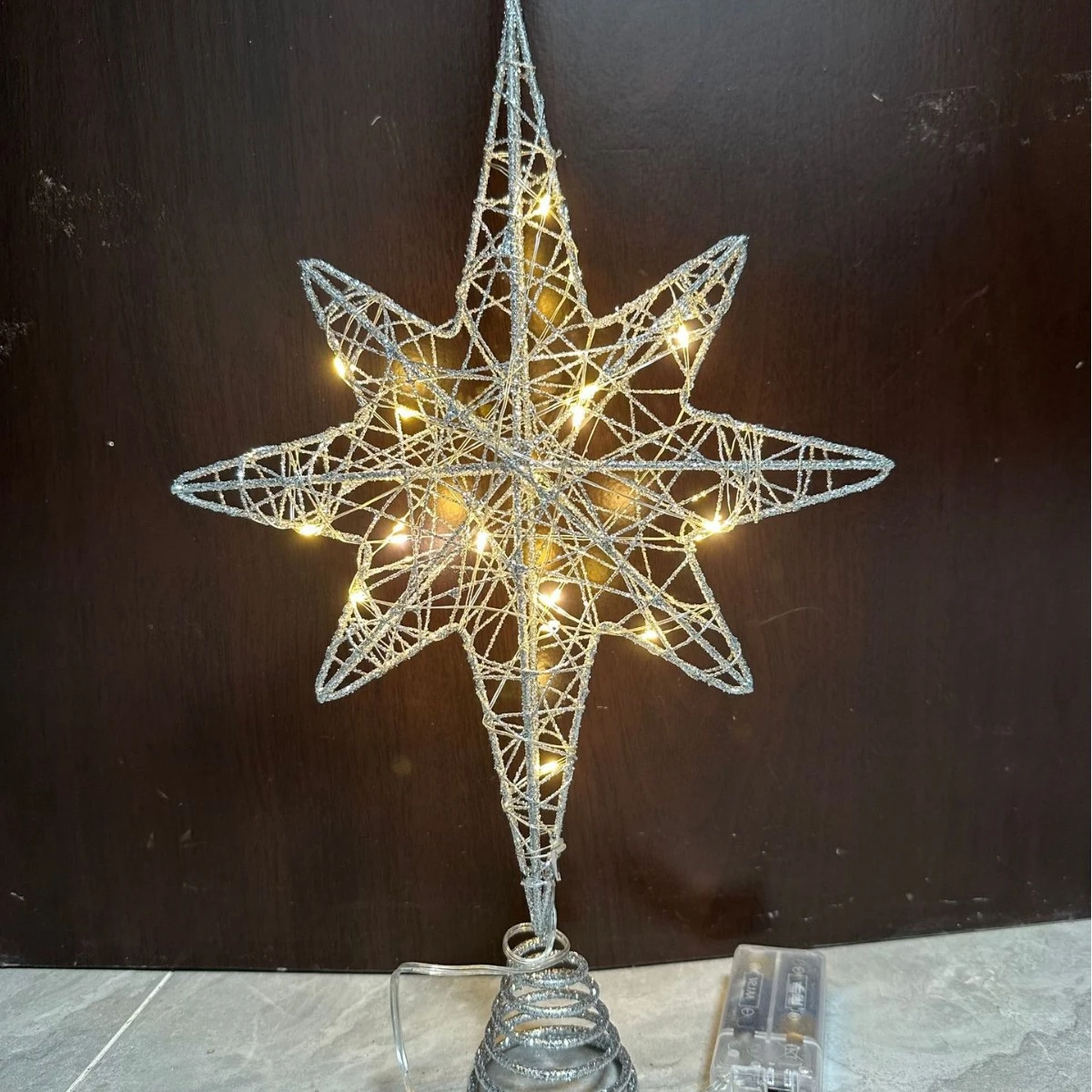 Christmas Tree Decorations LED Dusting Powder Wrought Iron Explosion Star Tree-top Star