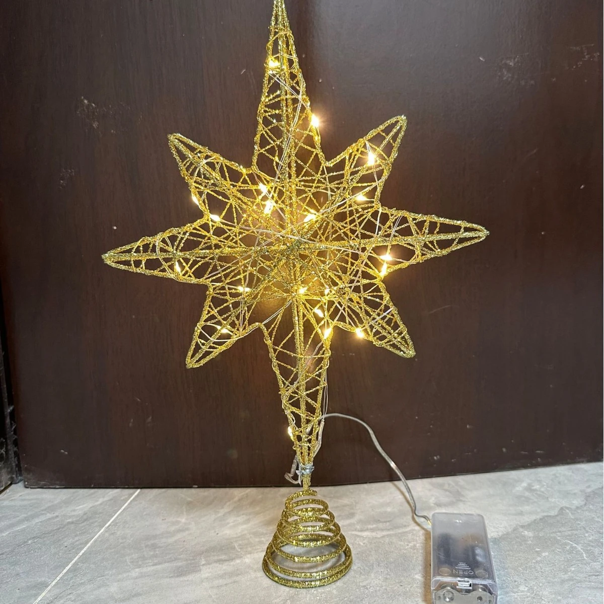 Christmas Tree Decorations LED Dusting Powder Wrought Iron Explosion Star Tree-top Star