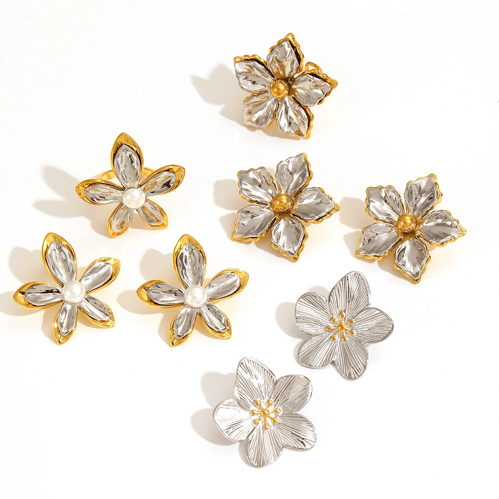 Special-interest Design Titanium Steel Flower Stud Earrings For Women